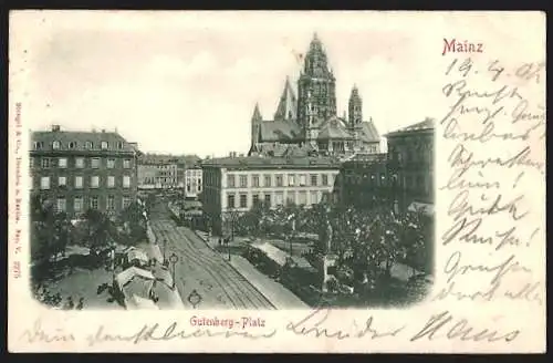 Relief-AK Mainz, Gutenberg-Platz aus der Vogelschau