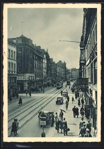 AK Saarbrücken, Strassenbahn auf der Strasse