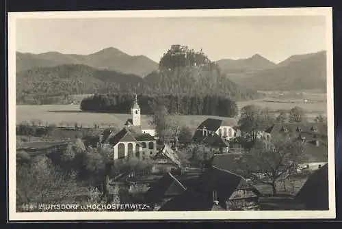 AK Launsdorf, Ortsansicht mit Kirche und Hochosterwitz