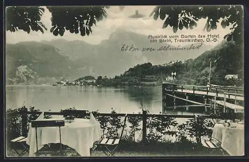 AK Traunkirchen, Ausblick vom Garten des Hotel am Stein