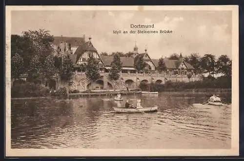 AK Dortmund, Blick auf die Steinerne Brücke