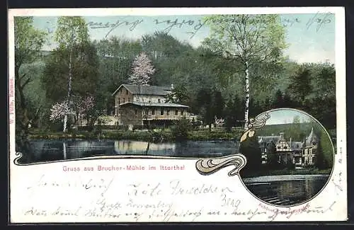 AK Haan, Gasthaus Brucher im Itterthal, Schloss Caspersbroich