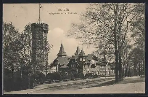 AK Barmen, Kriegerdenkmal und Stadthalle