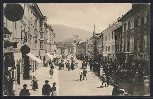 AK Villach, Hauptplatz mit Geschäften