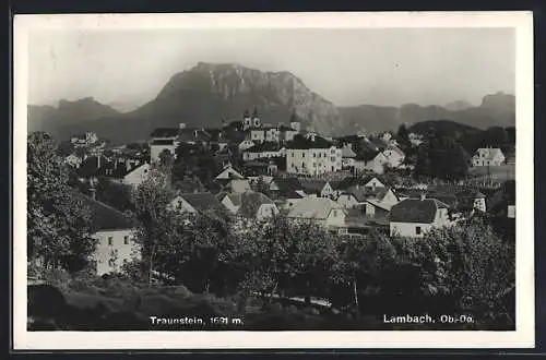 AK Lambach, Ortsansicht mit Traunstein