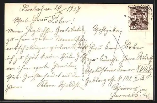 AK Lambach, Ortsansicht mit Traunstein