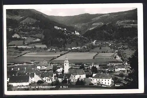 AK Unzmarkt-Frauenburg, Gesamtansicht aus der Vogelschau