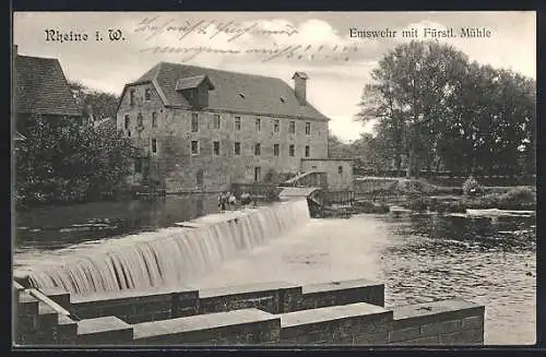 AK Rheine i. W., Emswehr mit Fürstl. Mühle