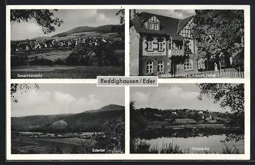 AK Reddighausen, Gesamtansicht, Gasthaus & Post, Ortsansicht