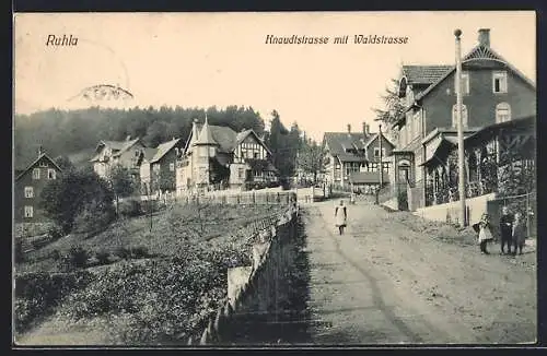 AK Ruhla, Knaudtstrasse m. Waldstrasse