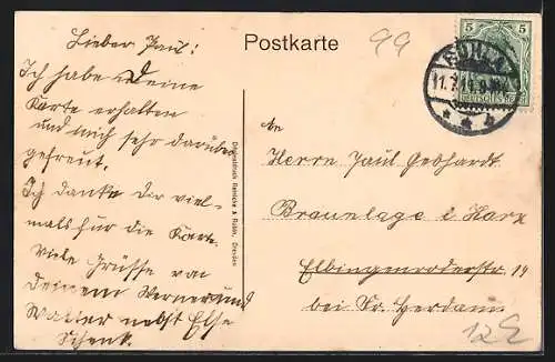 AK Ruhla, Knaudtstrasse m. Waldstrasse