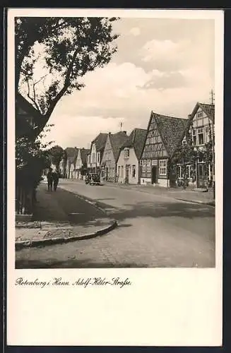 AK Rotenburg i. Hann., Strasse mit Fachwerkhäusern