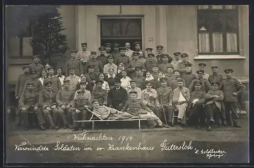 AK Gütersloh, Weihnachten 1914 im Krankenhaus, Verwundete Soldaten