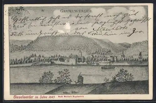 AK Gieselwerder, Ansicht von 1645 nach Merian