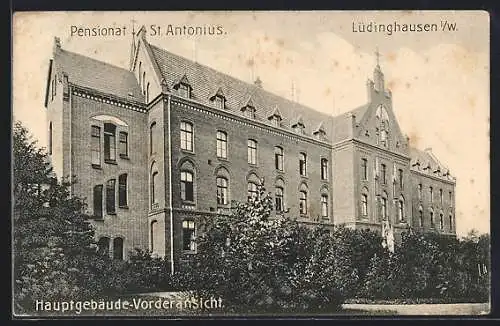 AK Lüdinghausen i. W., Pensionat St. Antonius, Hauptgebäude-Vorderansicht