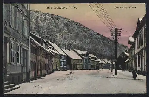 AK Bad Lauterberg i. Harz, Obere Hauptstrasse im Winter