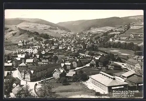 AK Steinach / Thür., Unterstadt mit Sportplätzen aus der Vogelschau