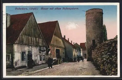 AK Paderborn /Westf., Mauer mit altem Festungsturm