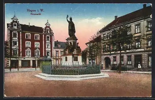 AK Hagen i. W., Denkmal am Neumarkt