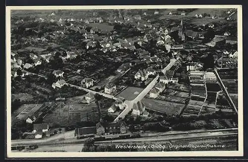 AK Westerstede i. Oldbg., Gesamtansicht vom Flugzeug aus