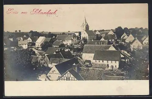 AK Schmerbach, Ortsansicht mit der Kirche