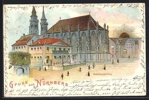 Sonnenschein-Lithographie Nürnberg, Blick auf die Sebalduskirche