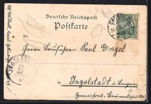 Lithographie Cassel, Partie am Friedrichplatz