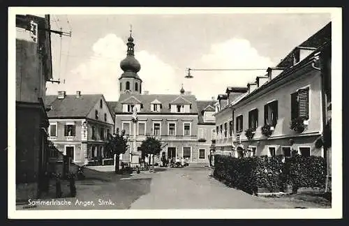 AK Anger /Stmk., Strassenpartie mit Denkmal