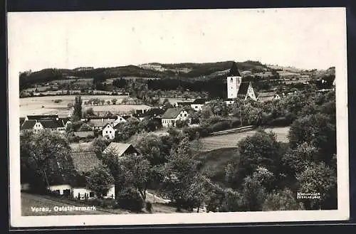 AK Vorau /Oststeiermark, Teilansicht mit Bäumen