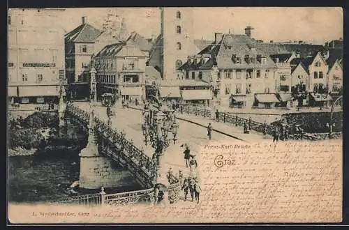 AK Graz, Blick auf Franz-Karl-Brücke