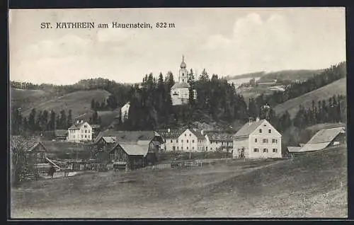 AK St. Kathrein am Hauenstein, Ortsansicht mit Kirche und Umgebung