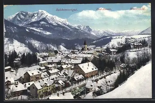 AK Bad Aussee, Blick auf die Stadt im Winter