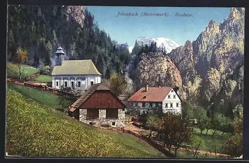 AK Johnsbach, Blick auf das Dorf im Gesäuse