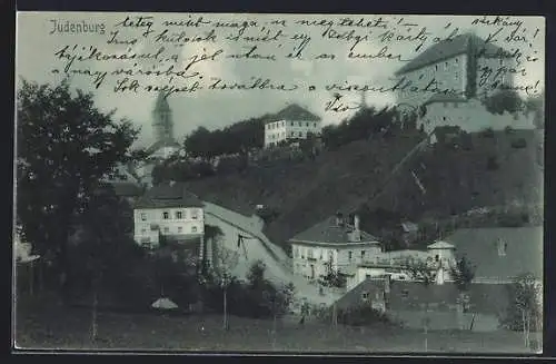 AK Judenburg, Teilansicht mit Kirche, Häuser