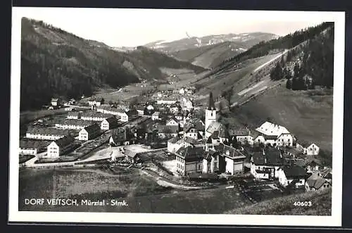 AK Veitsch, Blick auf den Ort mit Kirche