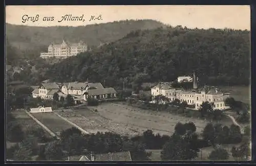 AK Alland /N.-Ö., Ortsansicht aus der Vogelschau