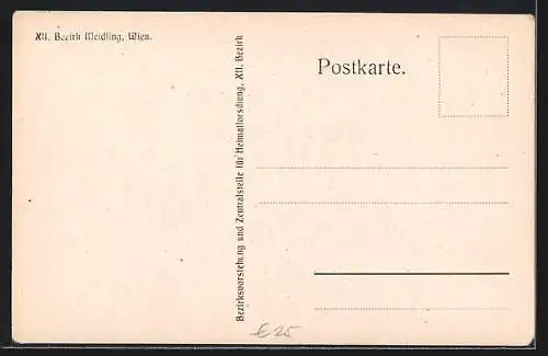AK Wien, Aussenansicht der ersten Gemeindeschule von Hetzendorf, erbaut 1845