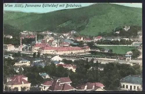 AK Wien, Panorama Hütteldorf mit Bräuhaus