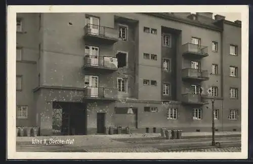 AK Wien, Goethehof, Gebäude nach Beschuss