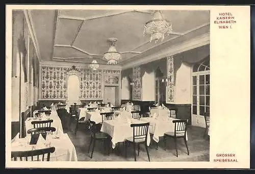 AK Wien, Hotel Kaiserin Elisabeth, Grosser Speisesaal