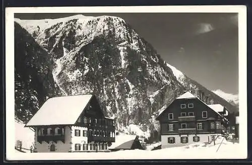 AK Bad Gastein, Kötschachtal b. Badgastein, Winterliche Ortspartie mit Blick auf den Berg