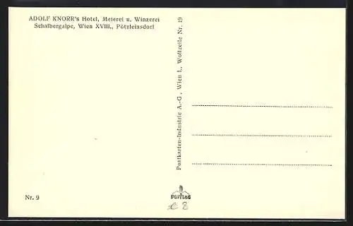 AK Wien-Pötzleinsdorf, Adolf Knorr`s Hotel Schafbergalpe, Eingang