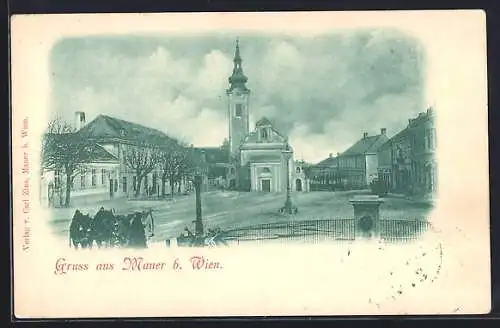 AK Wien, Mauer, Blick auf die Kirche