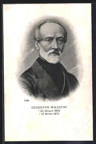 AK Hal. Politiker Giuseppe Mazzini im Portrait