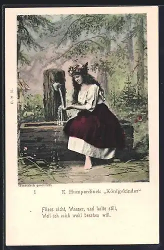 AK Mädchen am Brunnen aus E. Humperdincks Königskinder