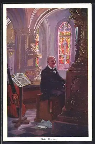 AK Anton Bruckner spielt auf der Kirchenorgel