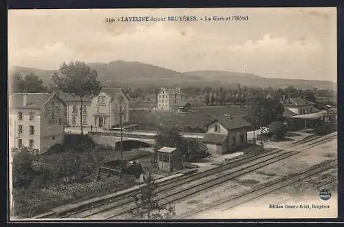 AK Laveline /Bruyères, La Gare et l`Hôtel