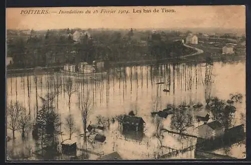 AK Poitiers, Inondations du 16 Février 1904, Les bas de Tison