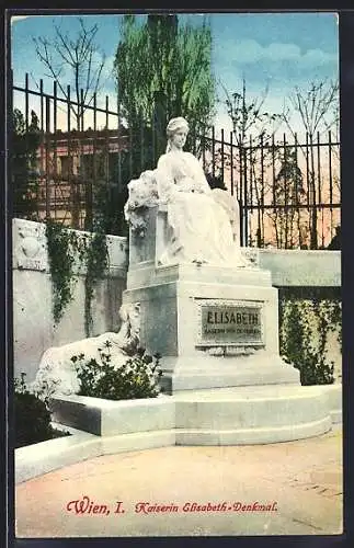 AK Wien, Kaiserin Elisabeth (Sissi) von Österreich-Denkmal im k. k. Volksgarten