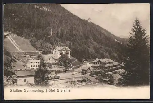 AK Semmering, Ortsansicht mit Hotel Stefanie